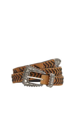 Ceinture en croûte de cuir - Camel et noir