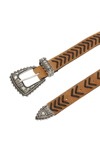 Ceinture en croûte de cuir - Camel et noir