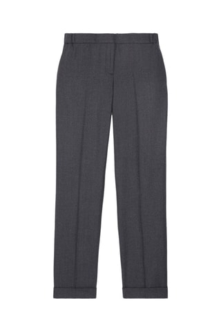 Pantalon droit en laine - Gris foncé chiné