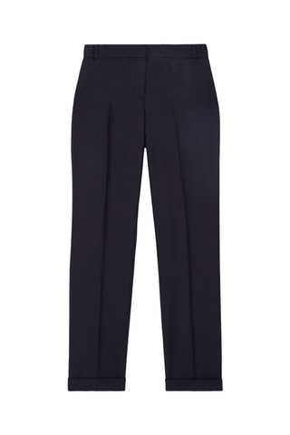 Pantalon droit en laine - Bleu marine