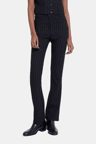 Pantalon bootcut en laine - Noir et Ecru