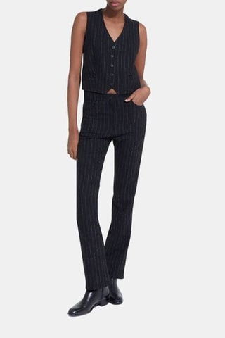 Pantalon bootcut en laine - Noir et Ecru