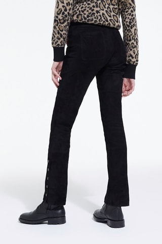 Pantalon droit en cuir de chèvre - Noir
