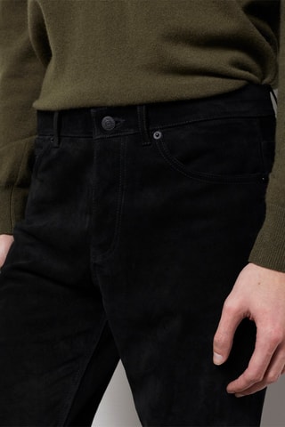 Pantalon droit en nubuck Noir