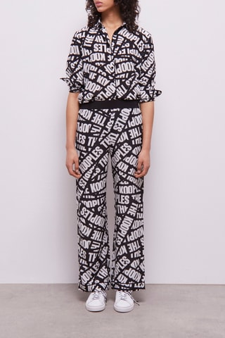 Pantalon wide legs en soie - Noir et blanc