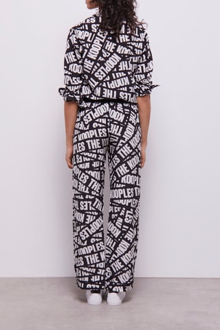 Pantalon wide legs en soie - Noir et blanc