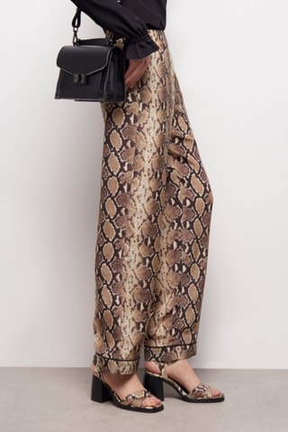 Pantalon wide legs en soie - Marron