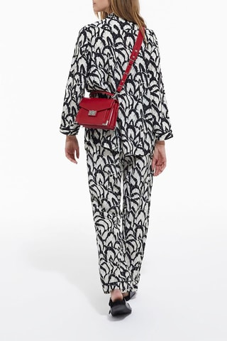 Pantalon droit en soie - Ecru et noir