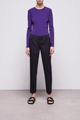 Pantalon droit en laine - Noir