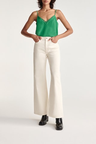 Jean wide legs taille haute Ecru