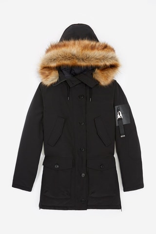 Parka à capuche - Noir et beige