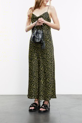 Robe longue - Noir et vert citron