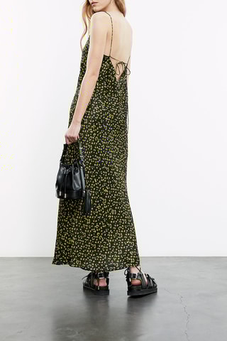 Robe longue - Noir et vert citron