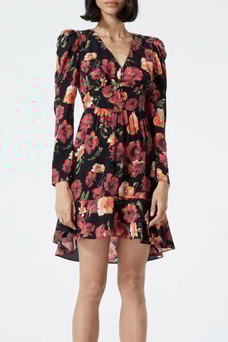 Robe patineuse en soie - Noir et bordeaux