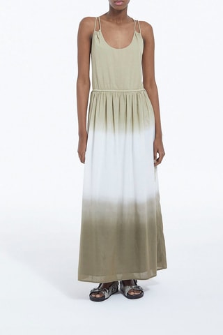 Robe longue dip and dye - Kaki et blanc