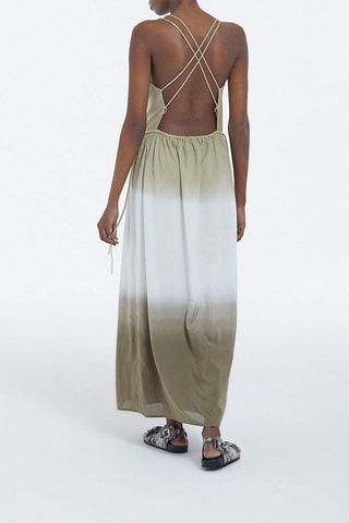 Robe longue dip and dye - Kaki et blanc