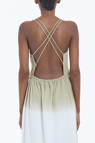 Robe longue dip and dye - Kaki et blanc