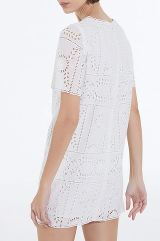 Robe droite en broderie anglaise - Blanc