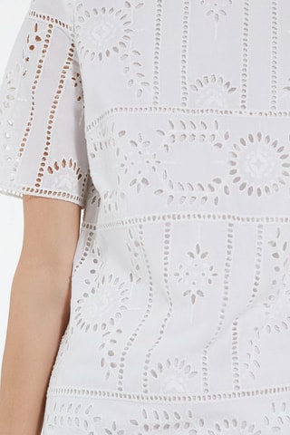 Robe droite en broderie anglaise - Blanc