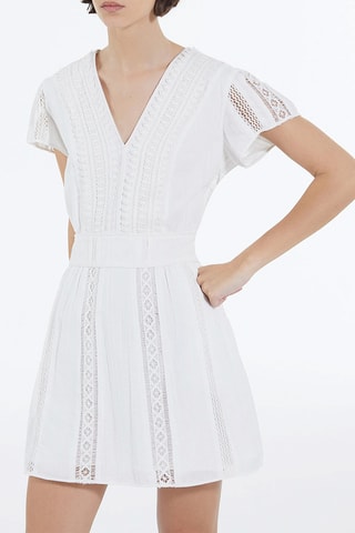 Robe bi-matière - Ecru