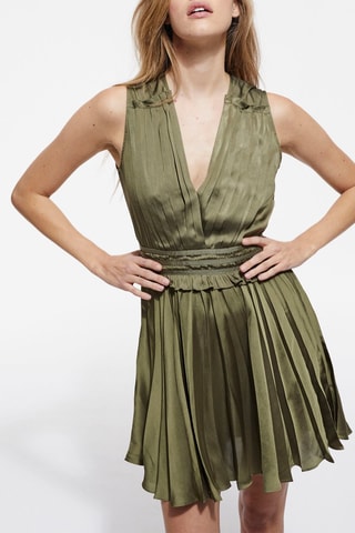 Robe plissée - Vert olive