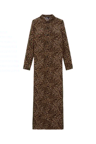 Robe chemise en soie - Camel et noir