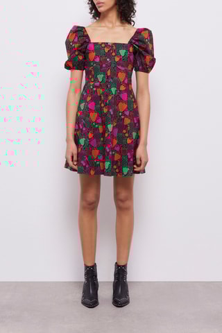 Vestido curto - Laranja e violeta