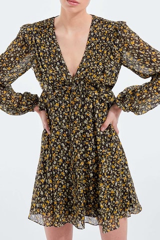 Robe volantée - Vert et jaune