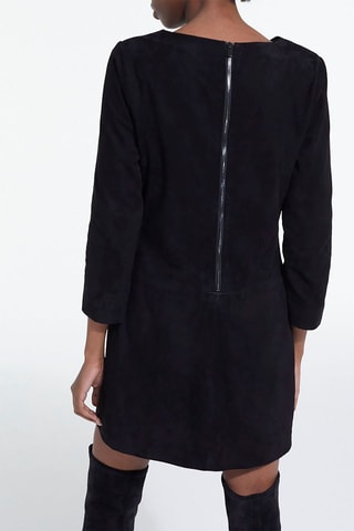 Robe droite en cuir de chèvre - Noir