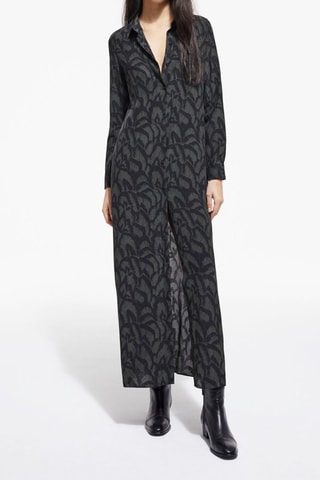 Robe chemise en soie - Kaki