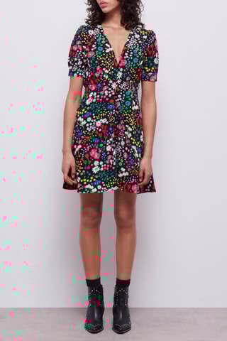 Robe courte - Rose et vert