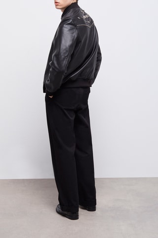 Bomber en cuir d'agneau - Noir