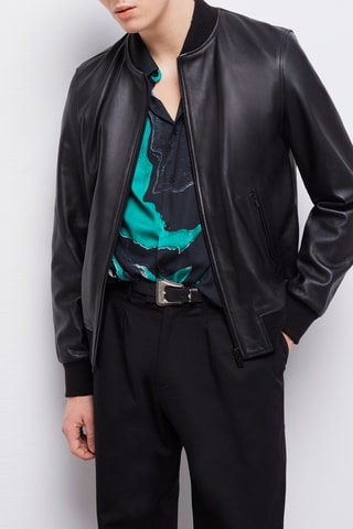 Bomber en cuir d'agneau - Noir