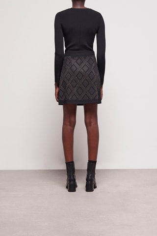 Jupe portefeuille taille haute - Noir