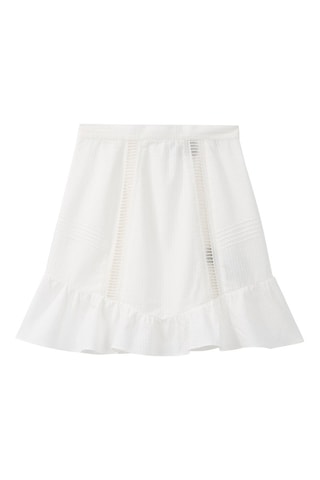 Jupe volantée taille haute - Blanc