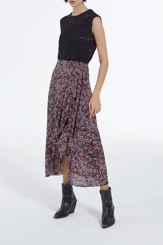 Jupe portefeuille taille haute - Noir