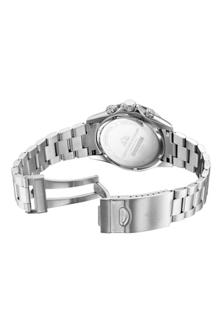 Montre à quartz en acier Grand Mont – Tachymètre et chronographe - Argenté et noir