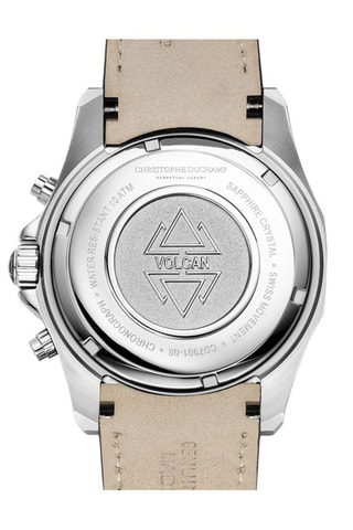 Montre à quartz en cuir Volcan - Chronographe et tachymètre - Noir et argenté