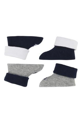 2 paires de chaussons - Bleu marine et gris chiné