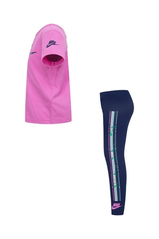 T-shirt et legging de sport Happy Camper - Bleu marine et rose - Nike 