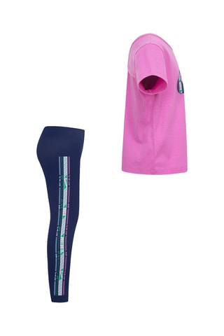 T-shirt et legging de sport Happy Camper - Bleu marine et rose - Nike 
