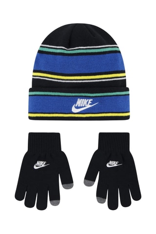 Bonnet et gants - Noir et bleu cobalt