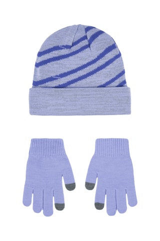 Bonnet et gants - Ciel et gris