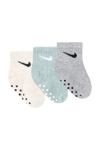 3 paires de chaussettes antidérapantes - Vert et gris clair chiné
