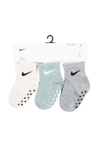 3 paires de chaussettes antidérapantes - Vert et gris clair chiné