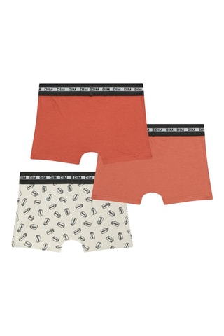 3 boxers Fashion Coton Stretch - Orange et blanc