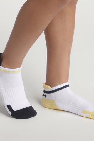 4 paires de socquettes Sport - Blanc et jaune