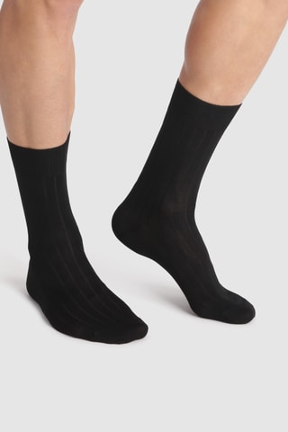 8 paires de chaussettes en fil d'Ecosse - Noir