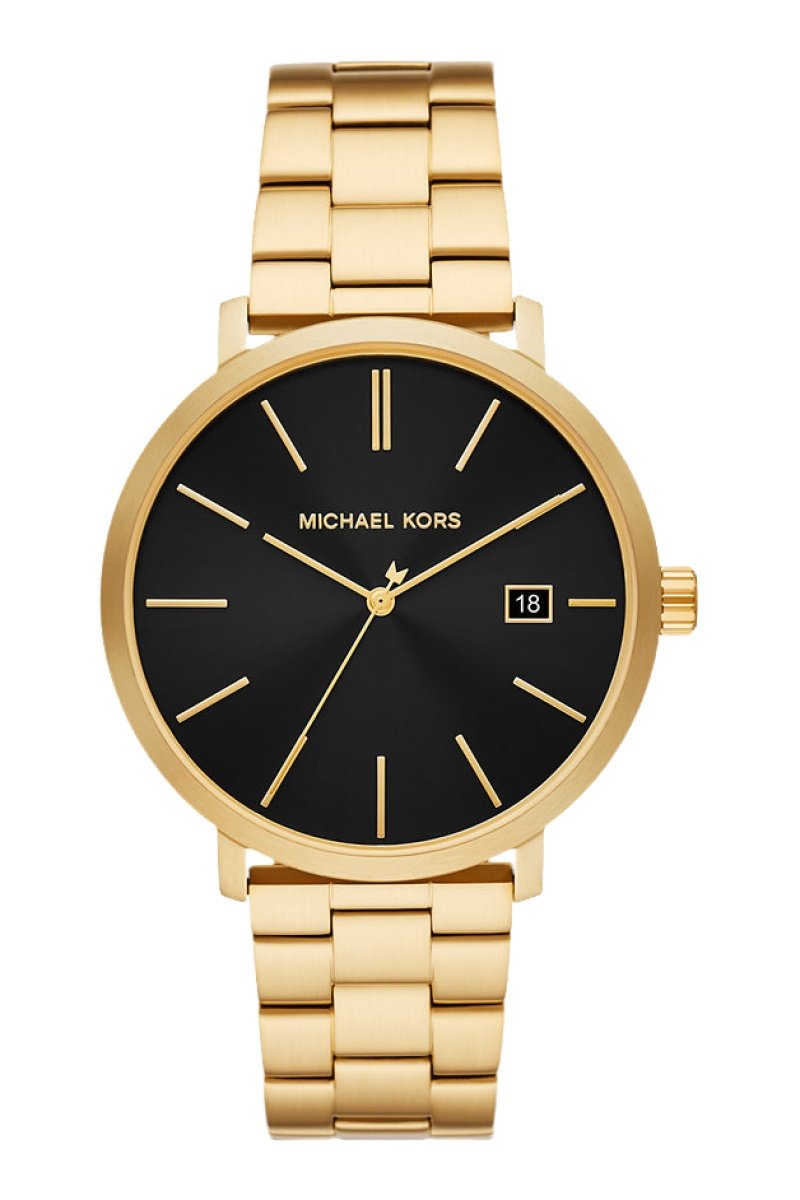 Montre+à+quartz+en+acier+-+Dore+et+noir