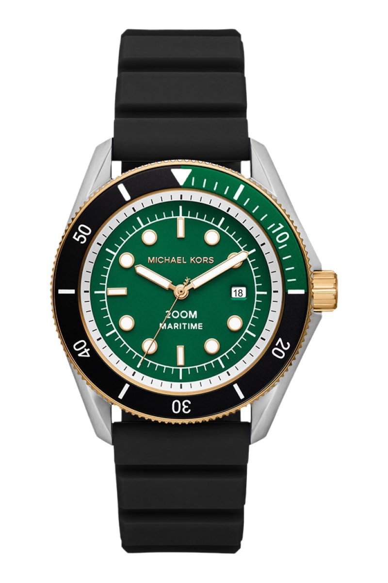 Montre+à+quartz+en+silicone+-+Noir+et+argente